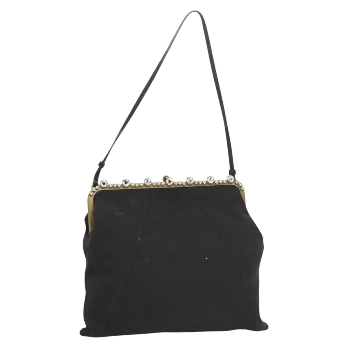 Miu Miu Shoulder Bag Cotton Black Auth Hk2812